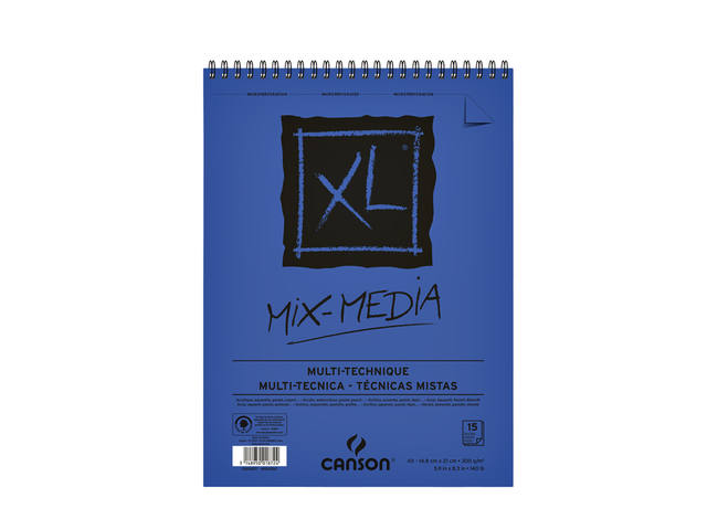 AQUARELBLOK CANSON XL MIX MEDIA A5 300GR 15V SPIR