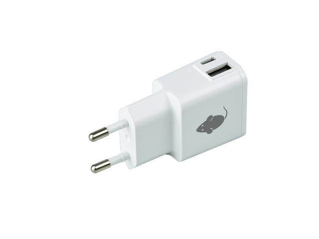 OPLADER GREENMOUSE USB-C+A DUO 2.4A WIT