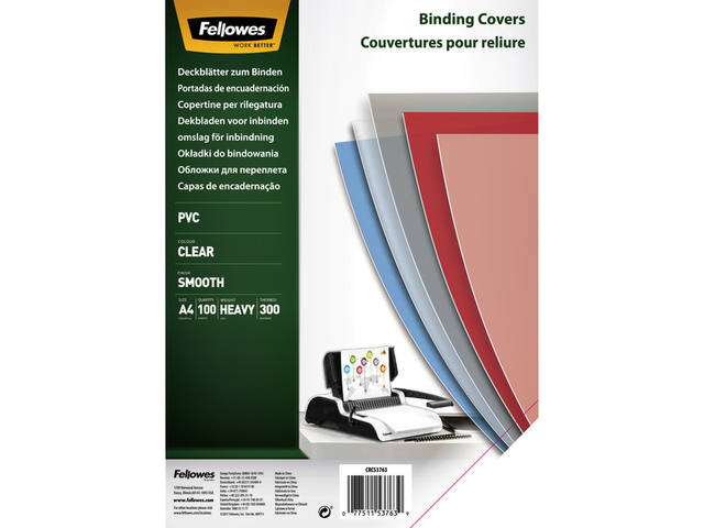 VOORBLAD FELLOWES A4 PVC 300MICRON TRANSPARANT