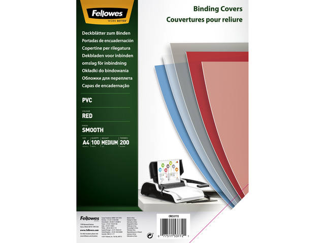 VOORBLAD FELLOWES A4 PVC 200MICRON TRANSPARANT ROOD 1
