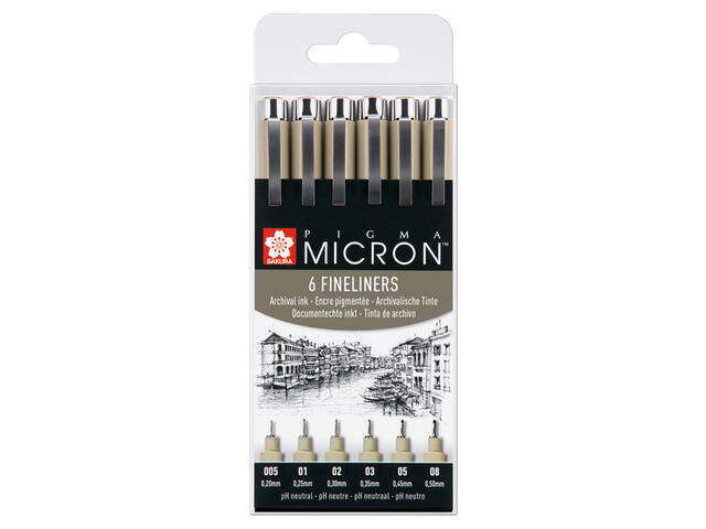 PIGMA MICRON FINELINERSET 6X SCHWARZ