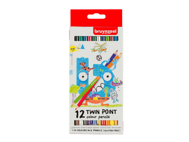 BRUYNZEEL KIDS TWIN POINT KLEURPOTLODEN SET 12 STUKS