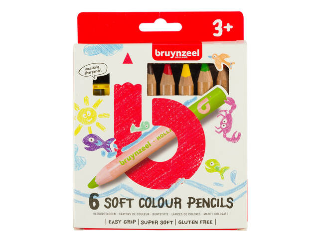 BRUYNZEEL KIDS ZACHTE KLEURPOTLODEN SET 6 STUKS