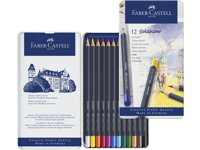 FABER CASTELL GOLDFABER FARBSTIFTE 12ER SET METALLETUI FC-114712 2