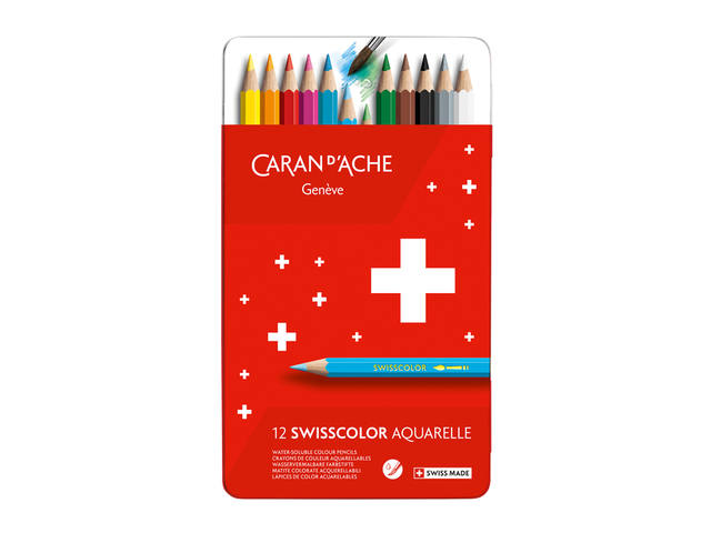 CARAN D'ACHE SWISSCOLOR AQUARELLSTIFTE SET 12 STÜCK
