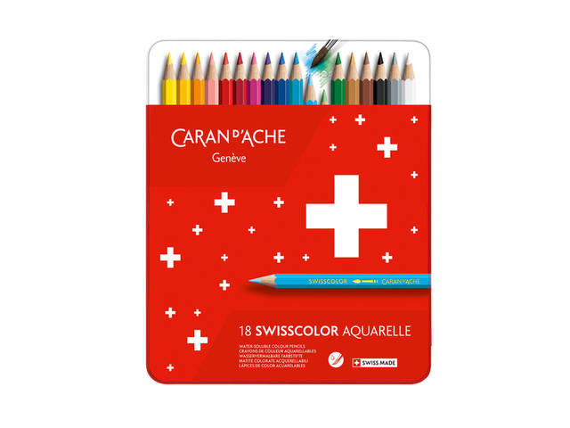 CARAN D'ACHE SWISSCOLOR AQUARELLSTIFTE SET 18 STÜCK