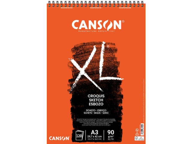 CANSON CROQUIS XL SKIZZENPAPIER SPIRALBLOCK 90GR/M2 A3 120BL