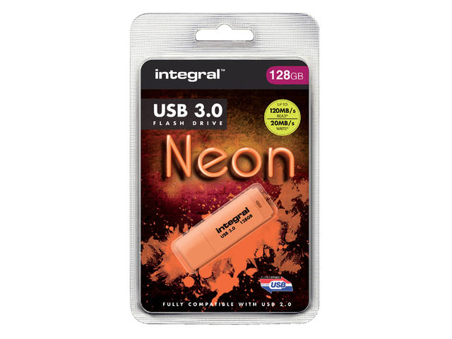 USB-STICK INTEGRAL 128GB 3.0 NEON ORANJE