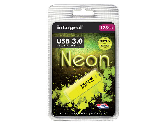 USB-STICK INTEGRAL 128GB 3.0 NEON GEEL