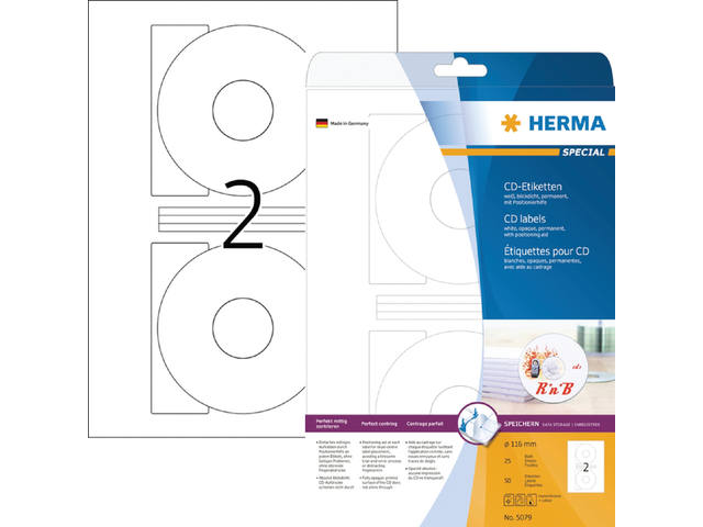 ETIKET HERMA 5079 CD 116MM 50ST