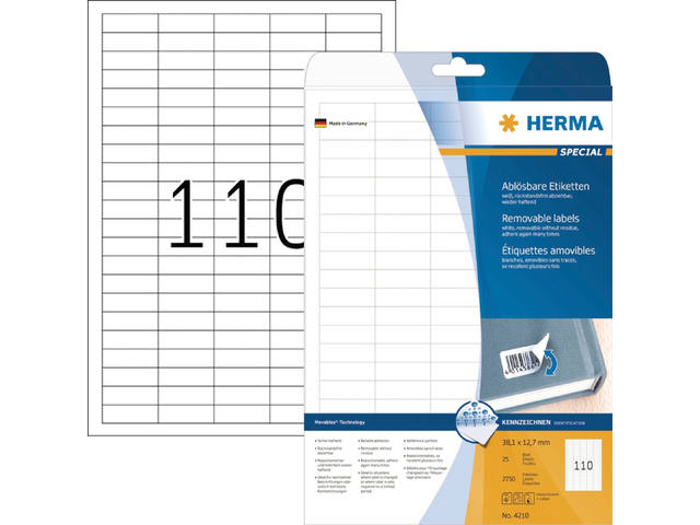ETIKET HERMA 4210 MOVABLE A4 38.1X12.7MM 2750ST WT