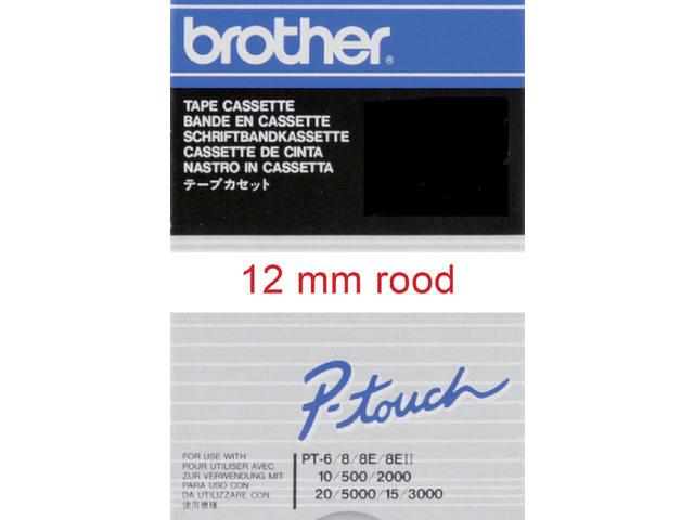 LABELTAPE BROTHER TC-202 12MMX8M WIT/ROOD