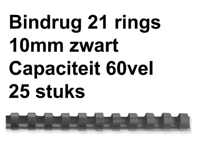 BINDRUG GBC 10MM 21RINGS A4 ZWART