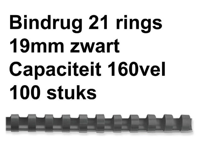 BINDRUG GBC 19MM 21RINGS A4 ZWART 1