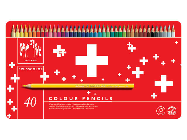 CARAN D'ACHE SWISSCOLOR AQUARELLSTIFTE SET 40 STÜCK