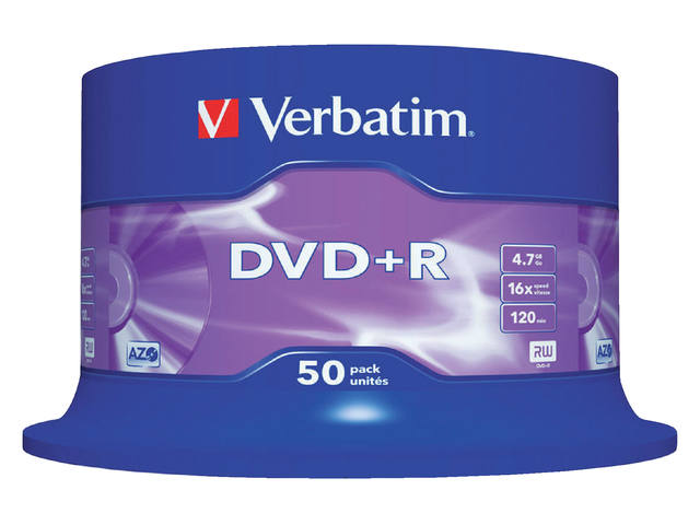 DVD+R VERBATIM 4.7GB 16X 50PK SPINDEL