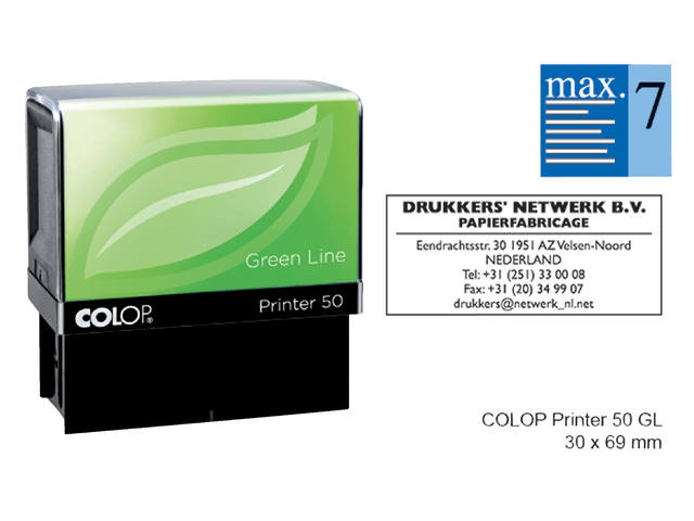 TEKSTSTEMPEL COLOP 50 GREEN PERSO 7R 69X30MM