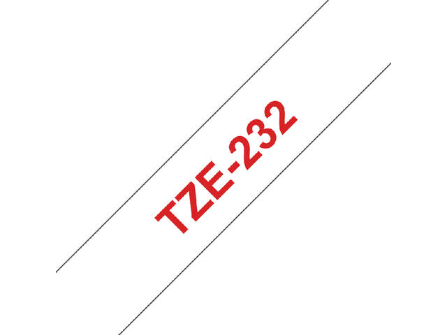 LABELTAPE BROTHER TZE-232 12MMX8M WIT/ROOD 3