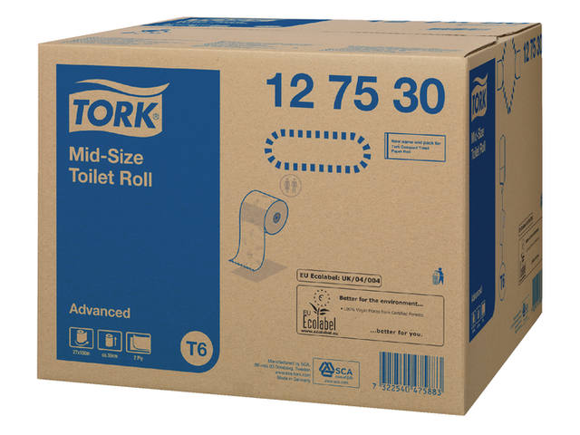 TOILETPAPIER TORK T6 MID-SIZE 2LAAGS ADVANCED 27 ROL 127530 3